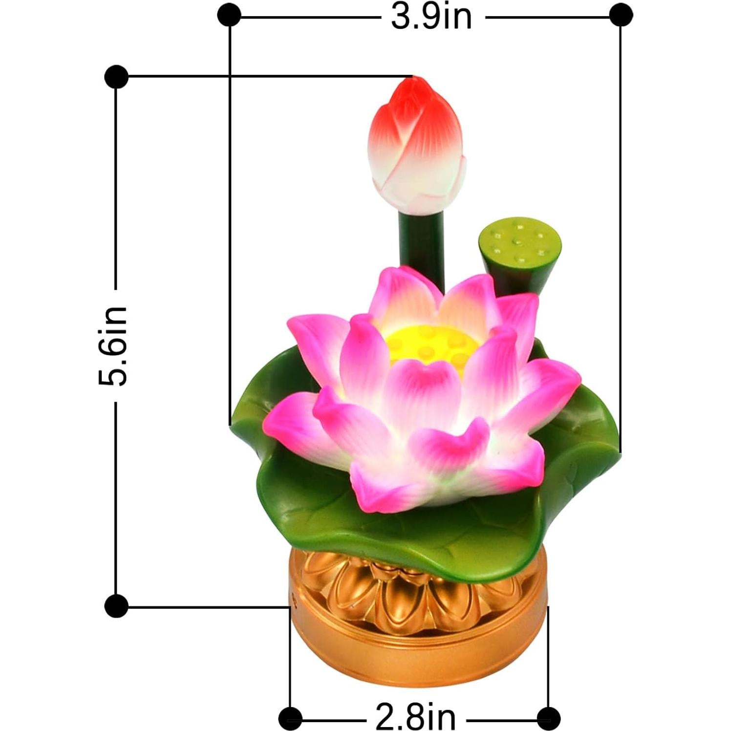 Lámpara de Loto Budista LED Feng Shui 9.8x9.8x14.2cm 2Pcs