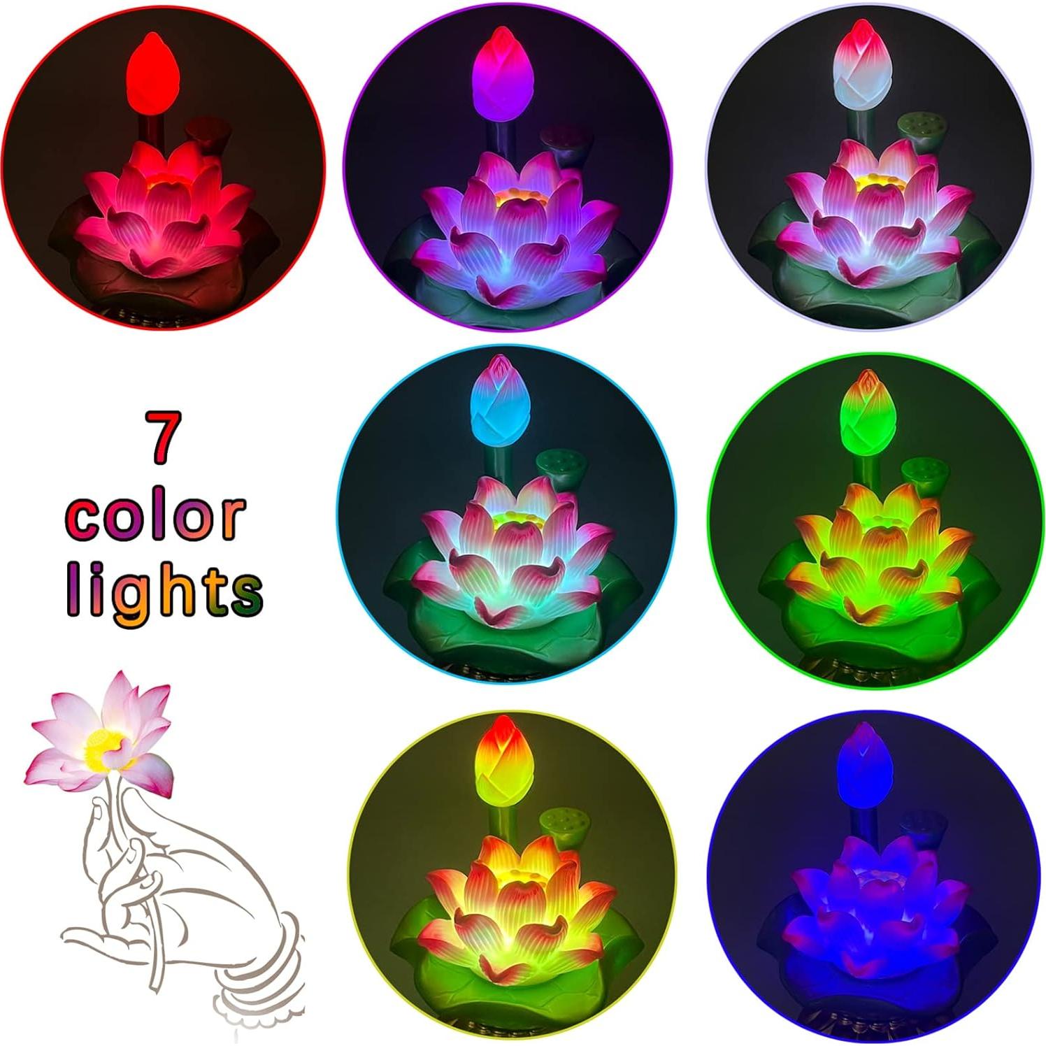 Lámpara de Loto Budista LED Feng Shui 9.8x9.8x14.2cm 2Pcs