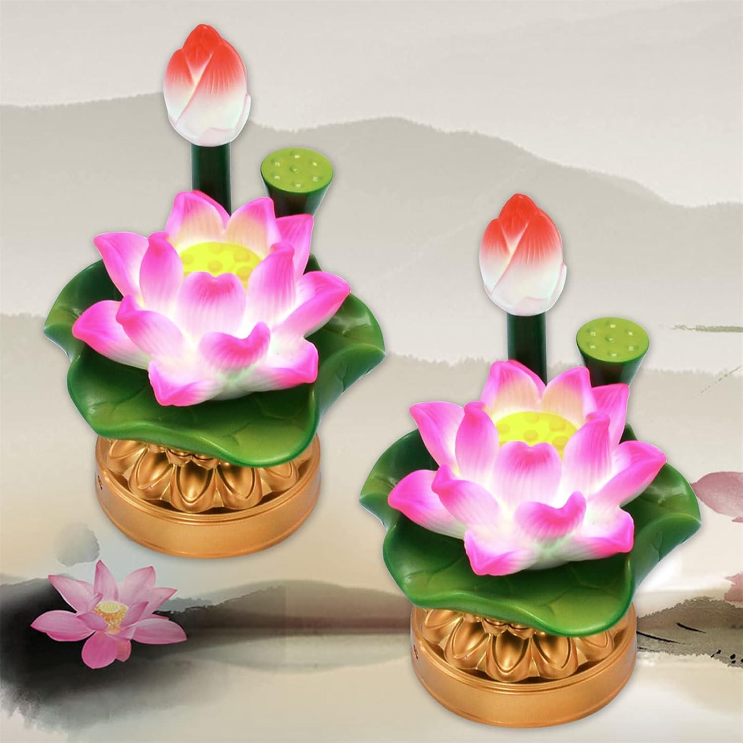 Lámpara de Loto Budista LED Feng Shui 9.8x9.8x14.2cm 2Pcs