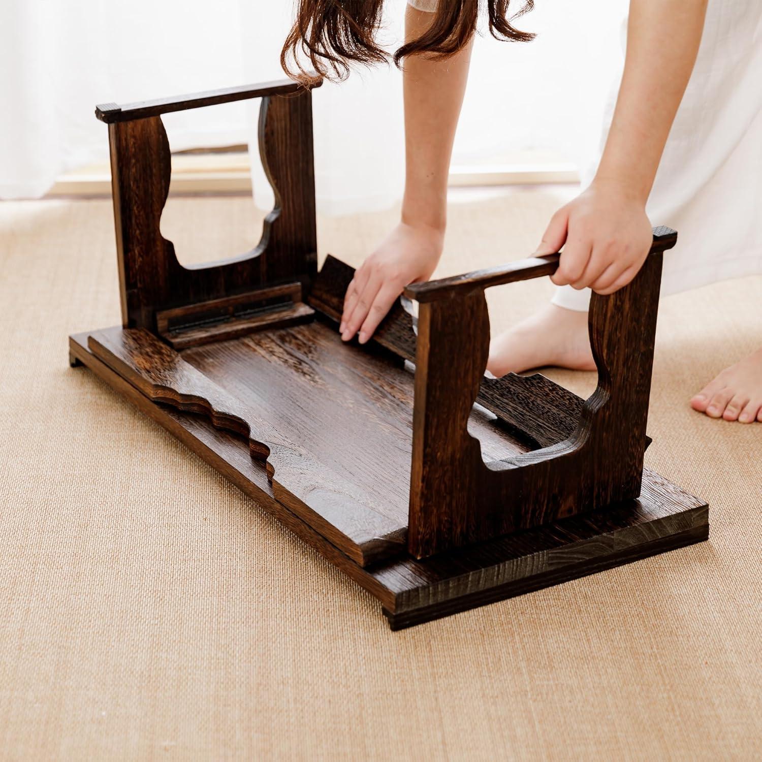 Mesa de Café Plegable Timwooly de Madera Nuez 60x34 cm