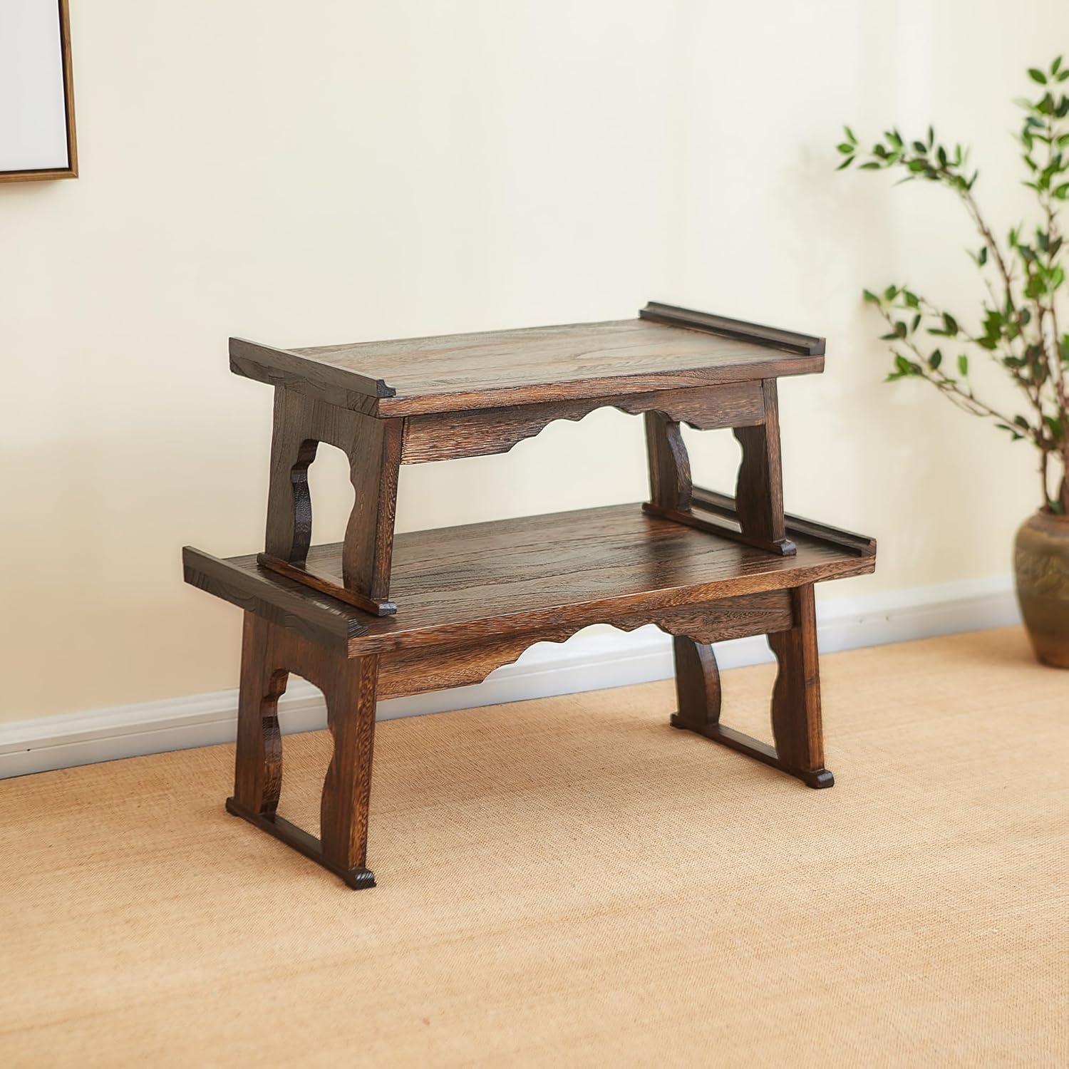 Mesa de Café Plegable Timwooly de Madera Nuez 60x34 cm