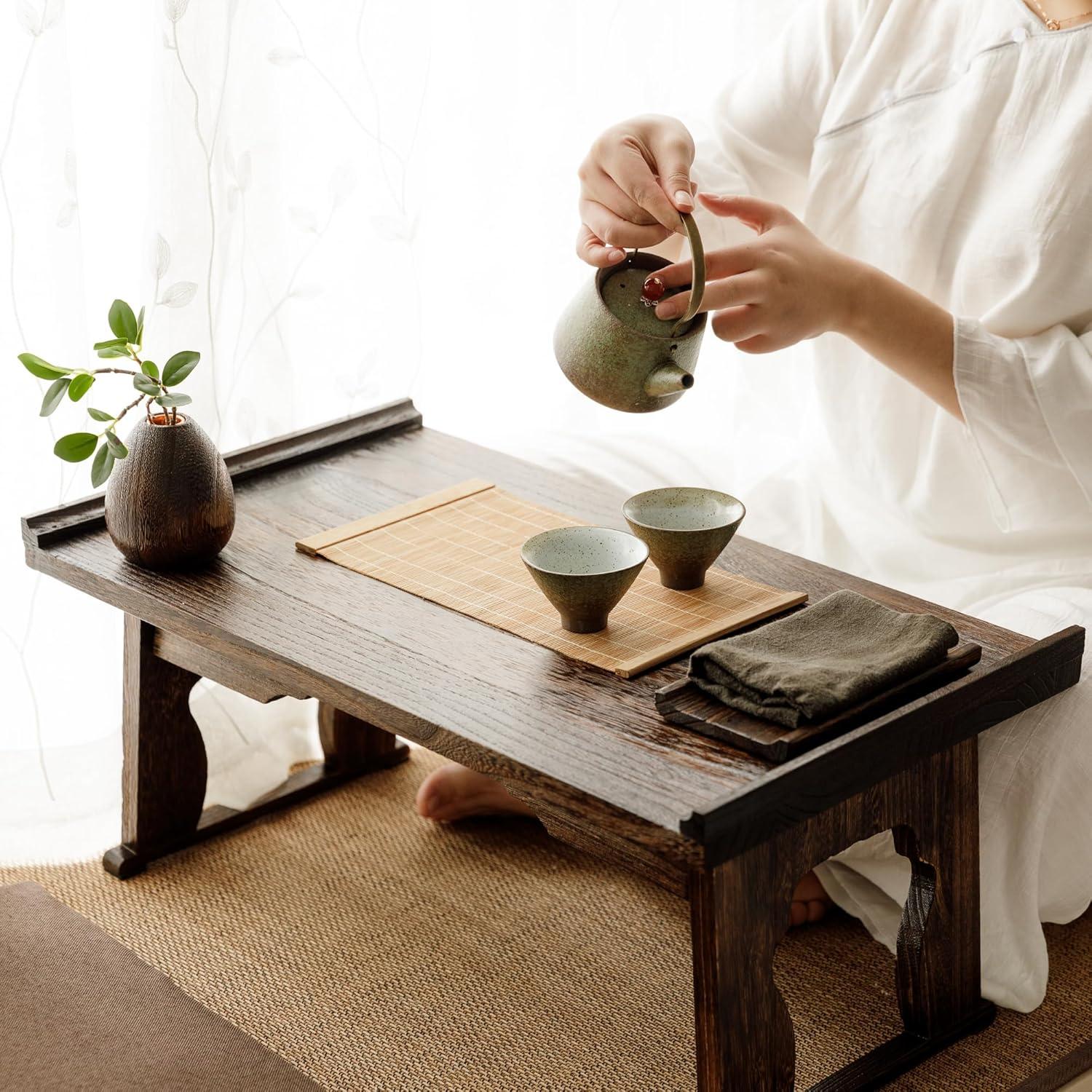 Mesa de Café Plegable Timwooly de Madera Nuez 60x34 cm