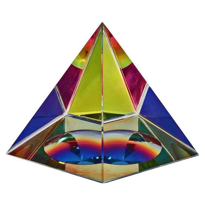 Pirámide Iridiscente Amlong Crystal 6.35 cm - Caja de Regalo