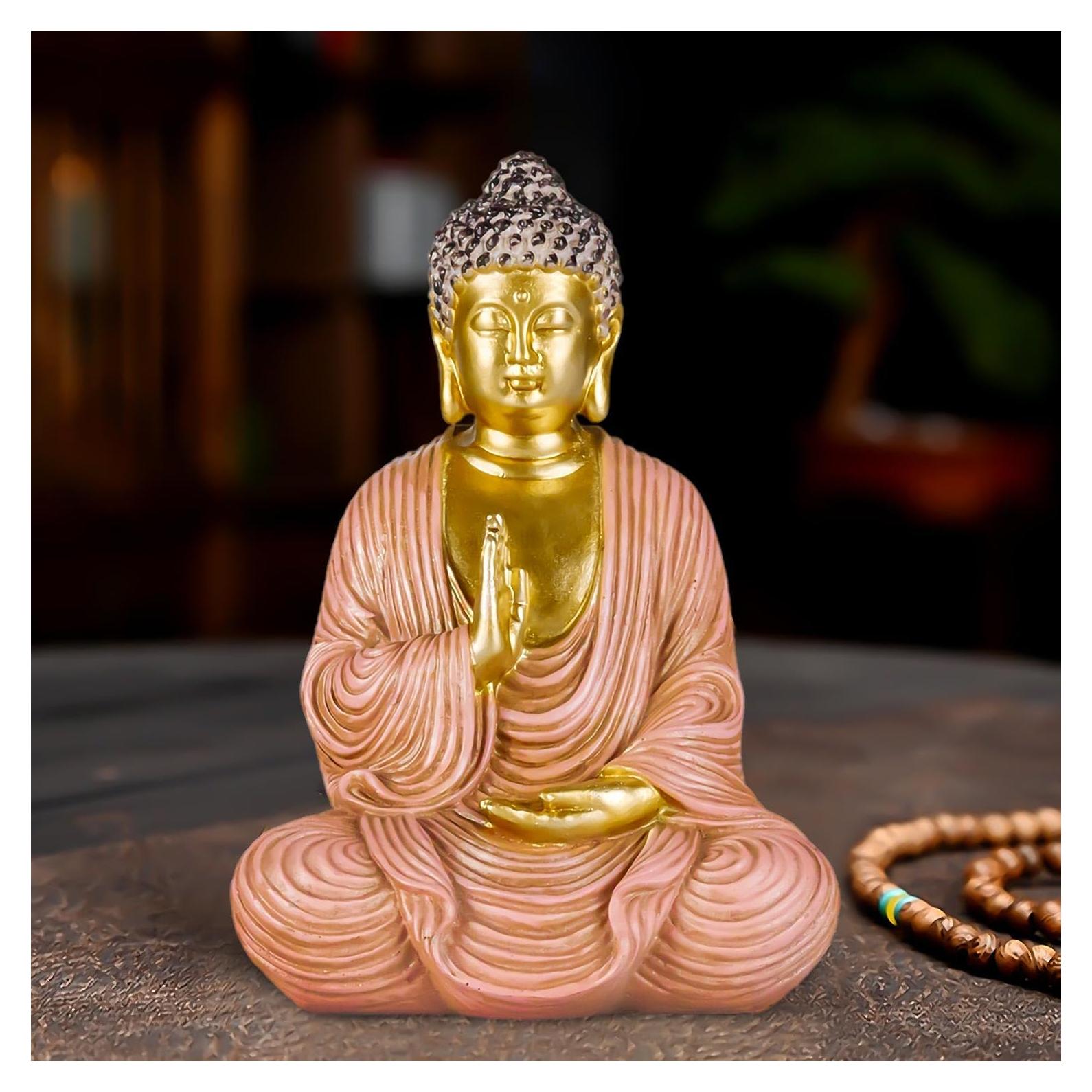 Estatua de Buda Meditador Dorado Houlu 16 cm para Decoración