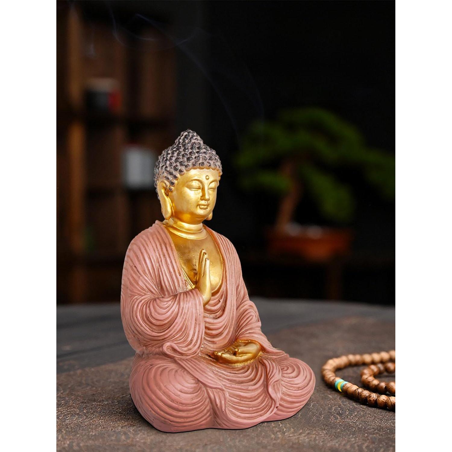 Estatua de Buda Meditador Dorado Houlu 16 cm para Decoración