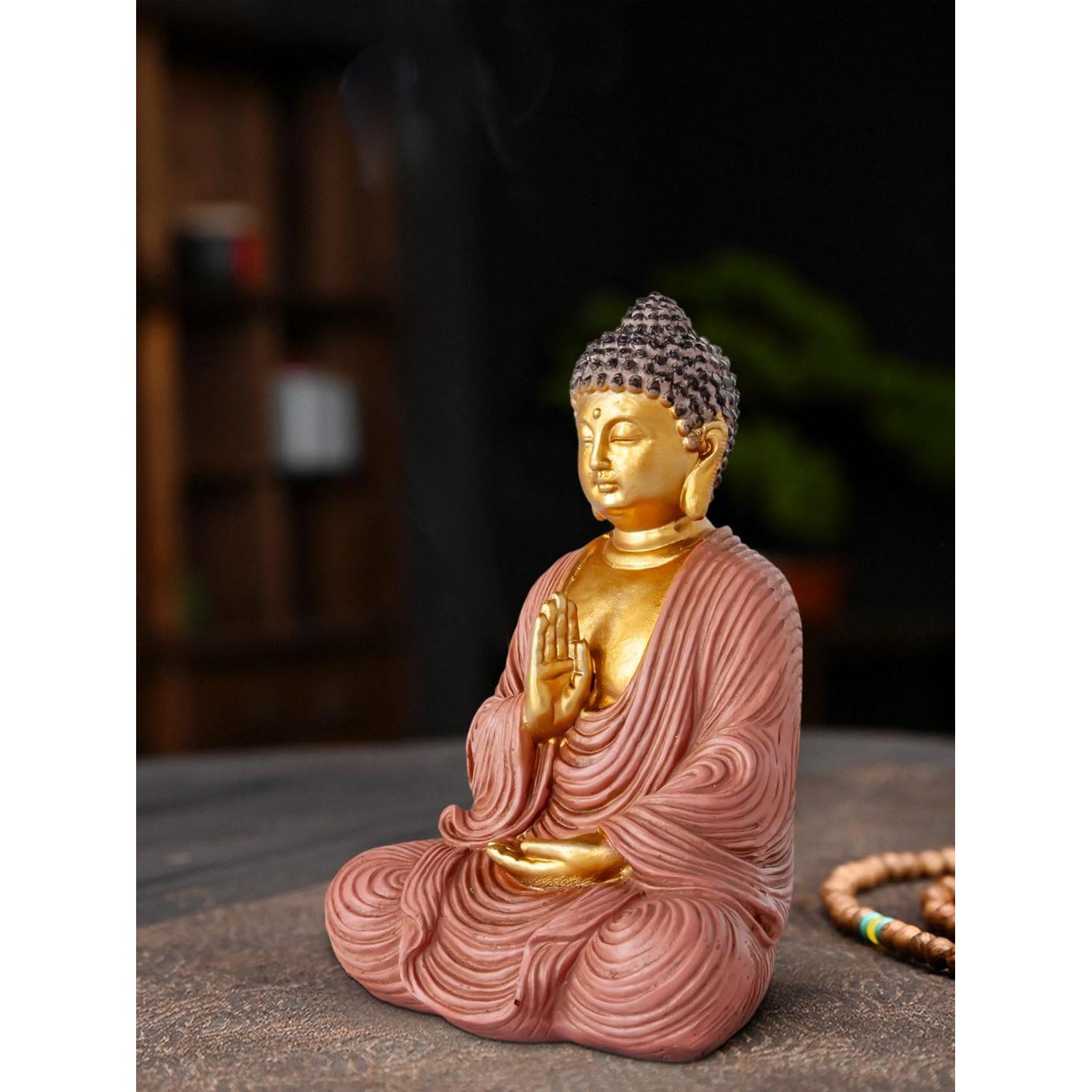 Estatua de Buda Meditador Dorado Houlu 16 cm para Decoración
