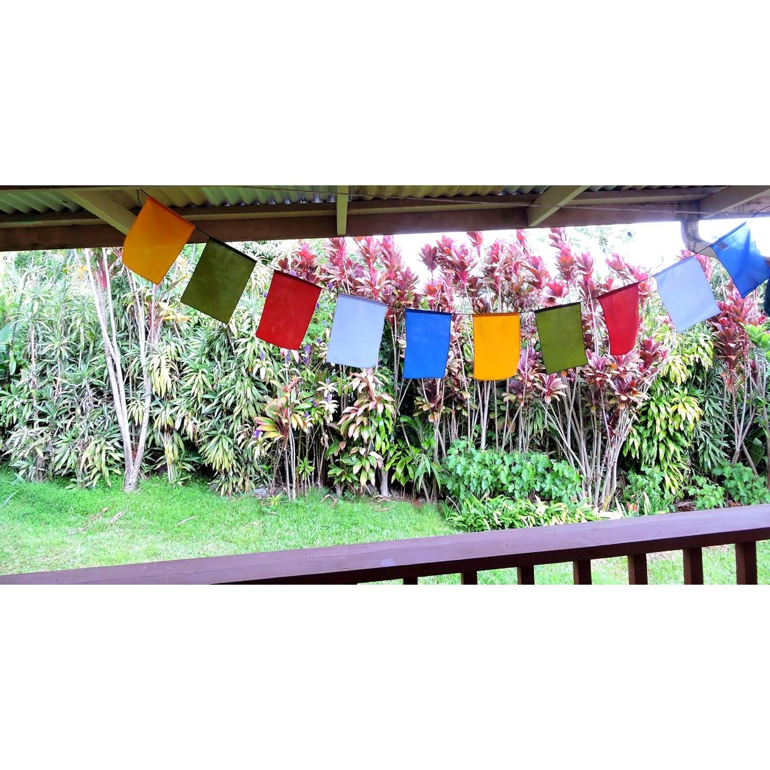 Juego de Banderas de Oración en Blanco - 10 Banderas Tibetanas