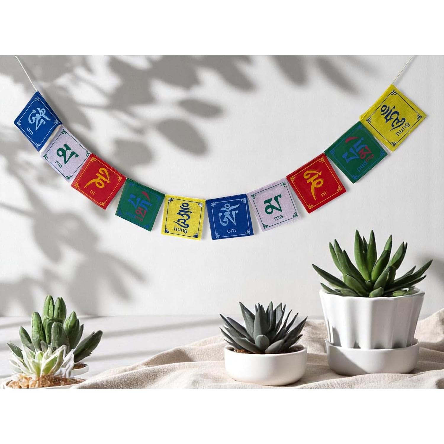 Set de 10 Banderas de Oración Tibetanas Mini Om Mani - Nepal