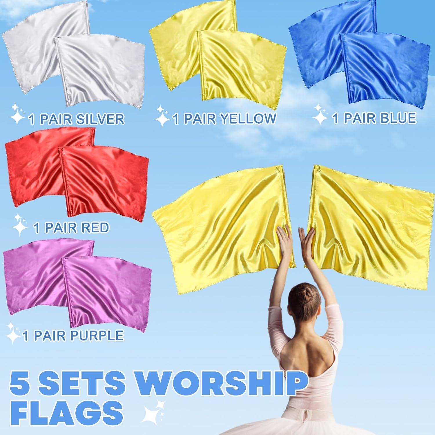 10 Banderas de Danza de Alabanza Mindsoft con Varilla Ajustable