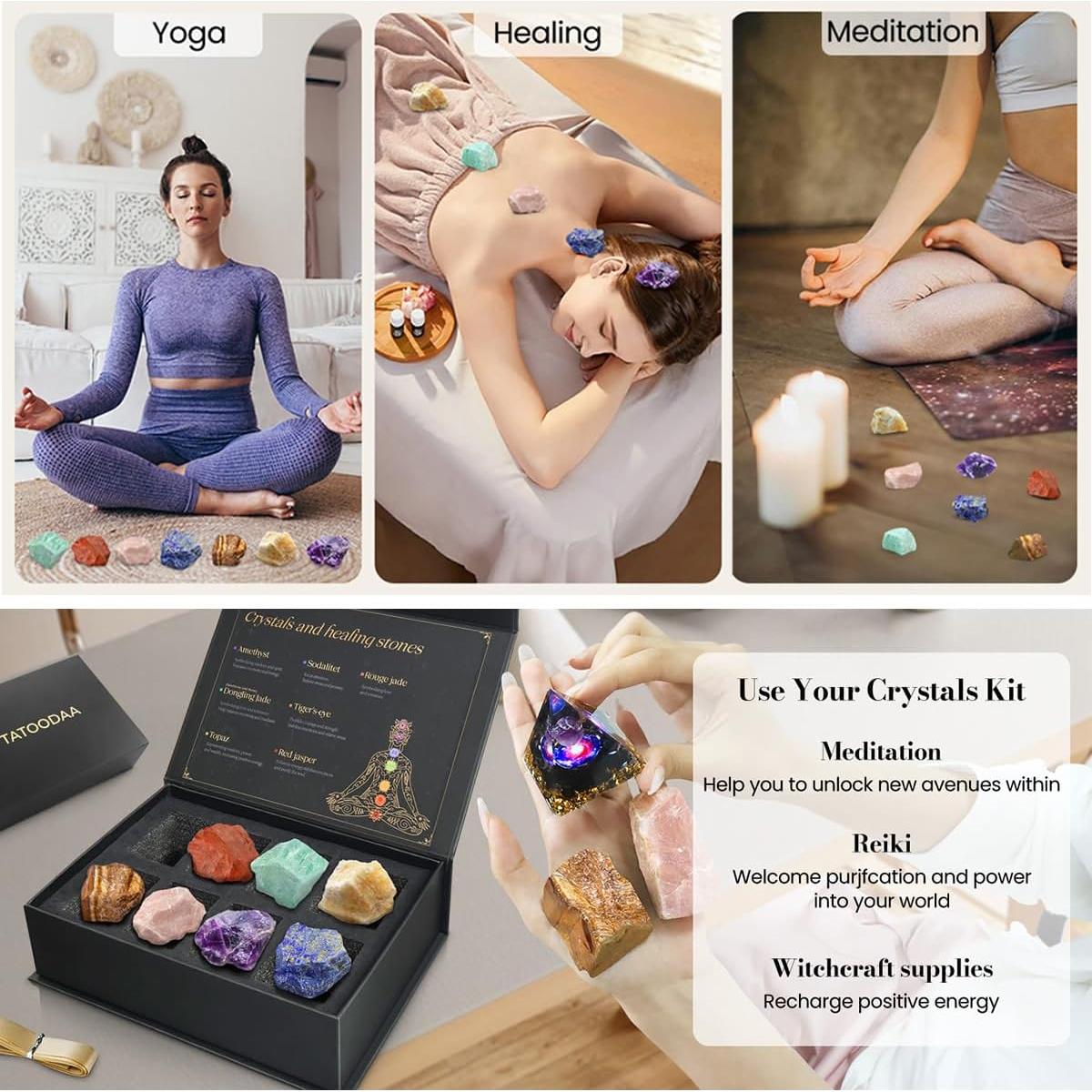 Conjunto de Cristales Sanadores TATOODAA 7 Chakras 5.1-6.4 cm