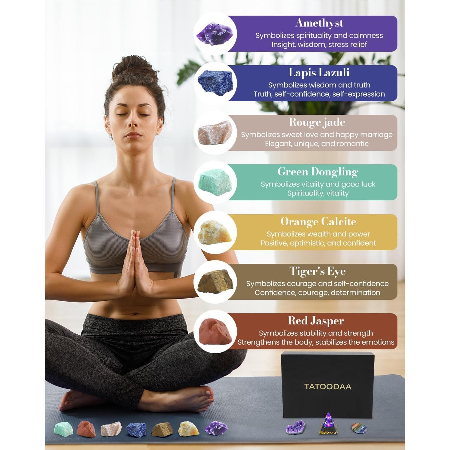 Conjunto de Cristales Sanadores TATOODAA 7 Chakras 5.1-6.4 cm