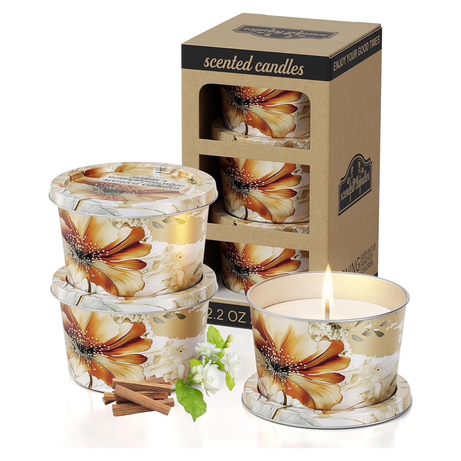 Juego de Velas Aromáticas Vortixx - 3 Paquetes 62g Jazmín, Almizcle, Sándalo