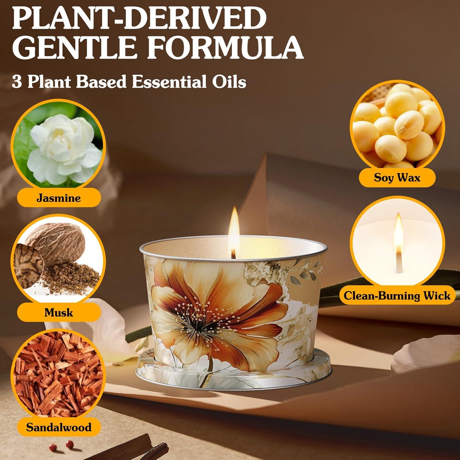 Juego de Velas Aromáticas Vortixx - 3 Paquetes 62g Jazmín, Almizcle, Sándalo