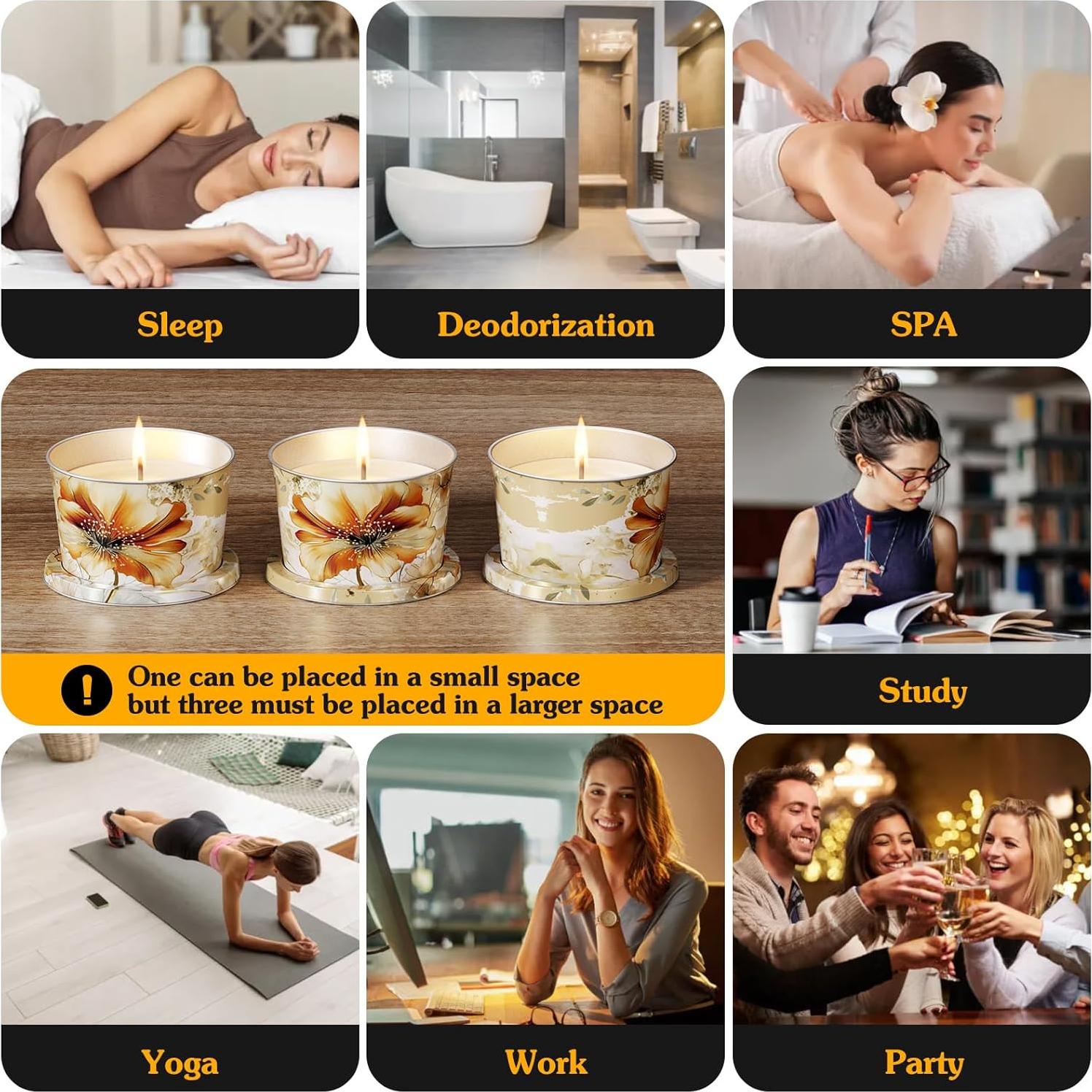 Juego de Velas Aromáticas Vortixx - 3 Paquetes 62g Jazmín, Almizcle, Sándalo