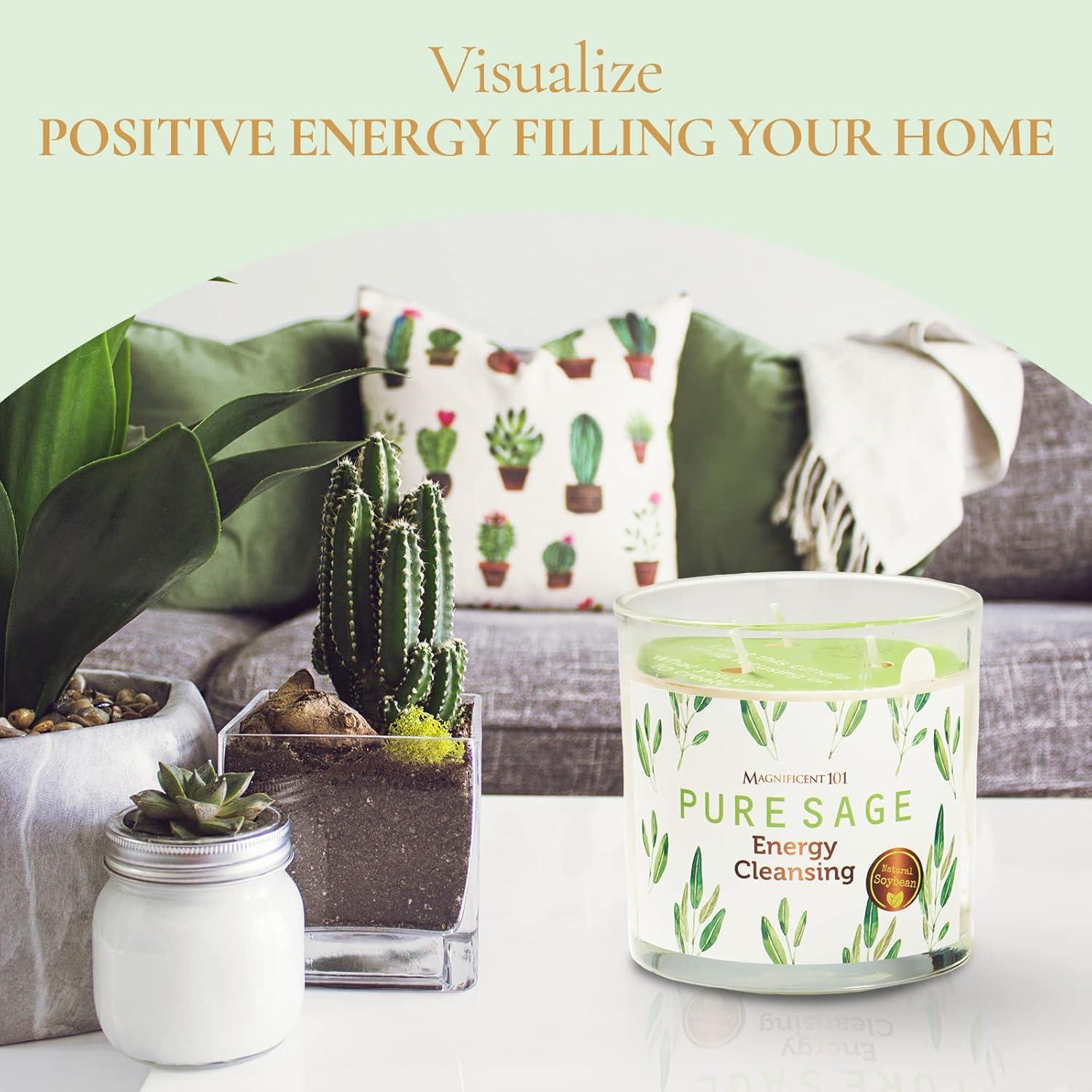 Vela de Aromaterapia Salvia Pura Magnífico 101 397g Cera Soja