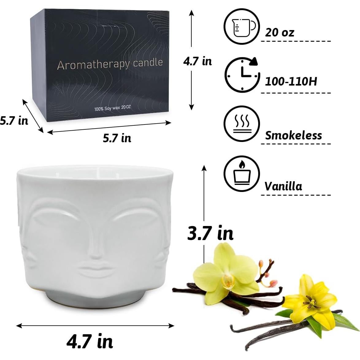 Vela Aromática de Vainilla 20oz 3 Mechas Calm-Life Blanca