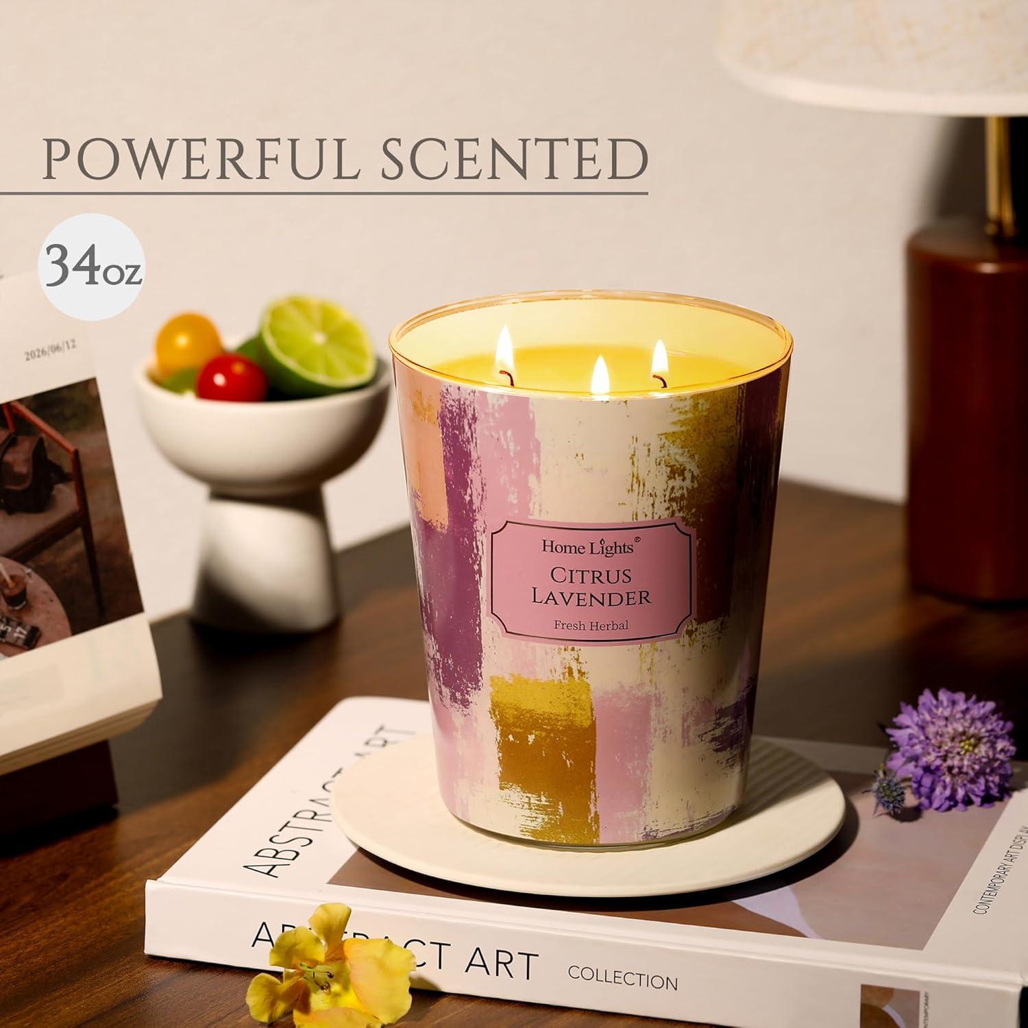 Vela Aromática de Soja HomeLights 34oz Cítricos y Lavanda