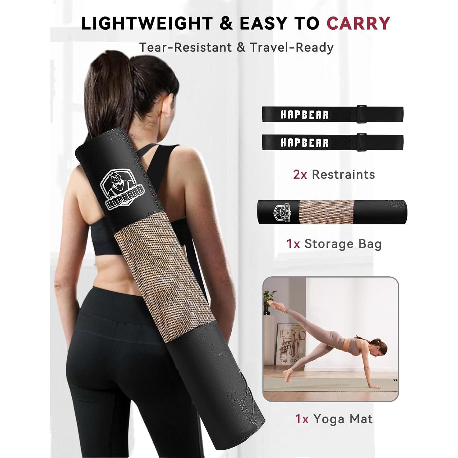 Esterilla de Yoga Extra Grande HAPBEAR 213x76cm Antideslizante