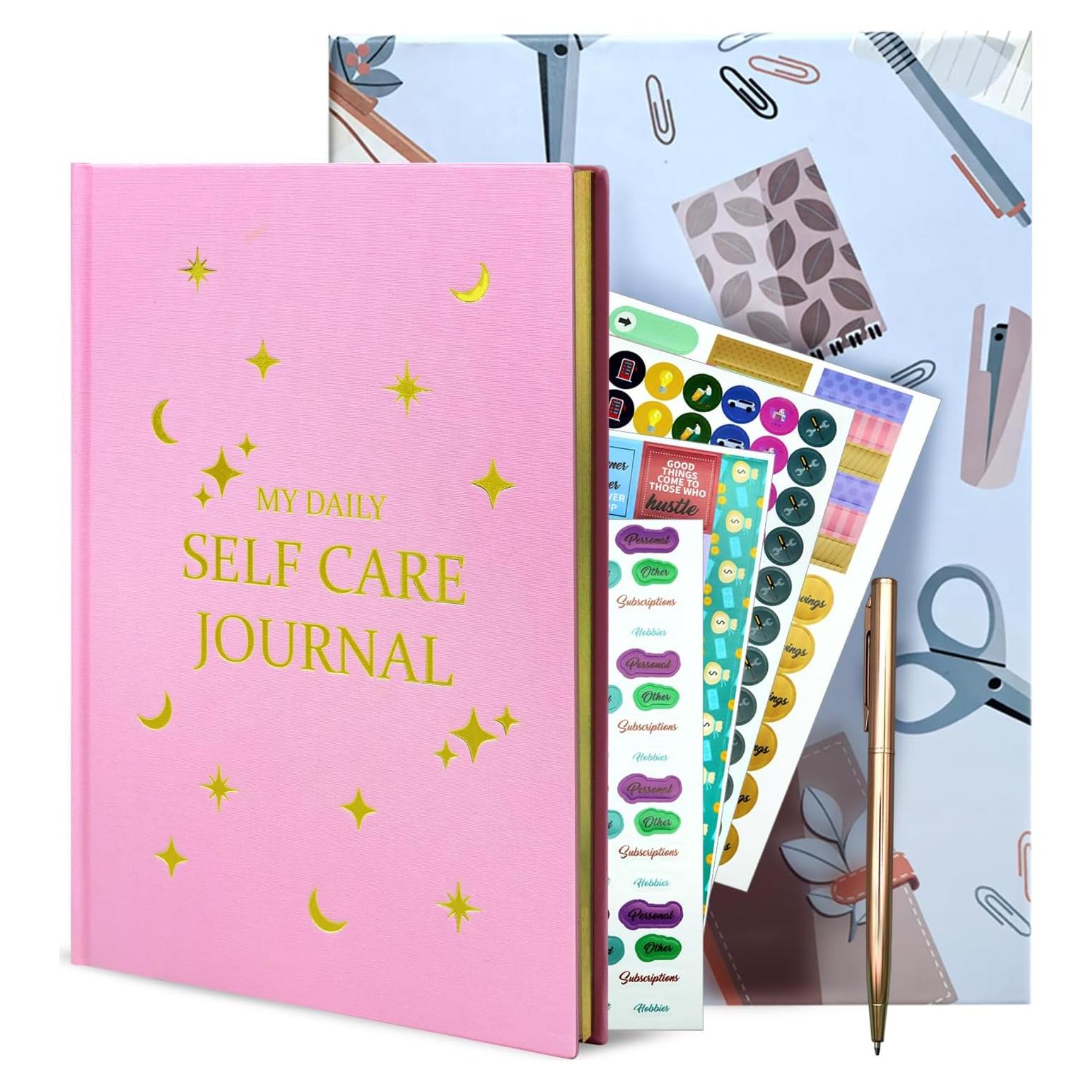 Diario de Gratitud Rosa Carta Lusso A5 con 6 Pegatinas