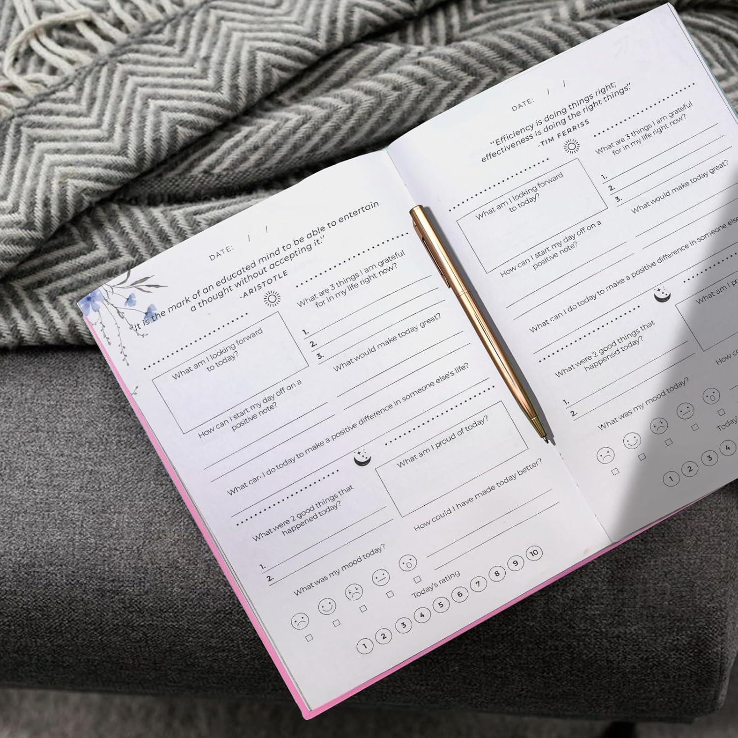 Diario de Gratitud Rosa Carta Lusso A5 con 6 Pegatinas