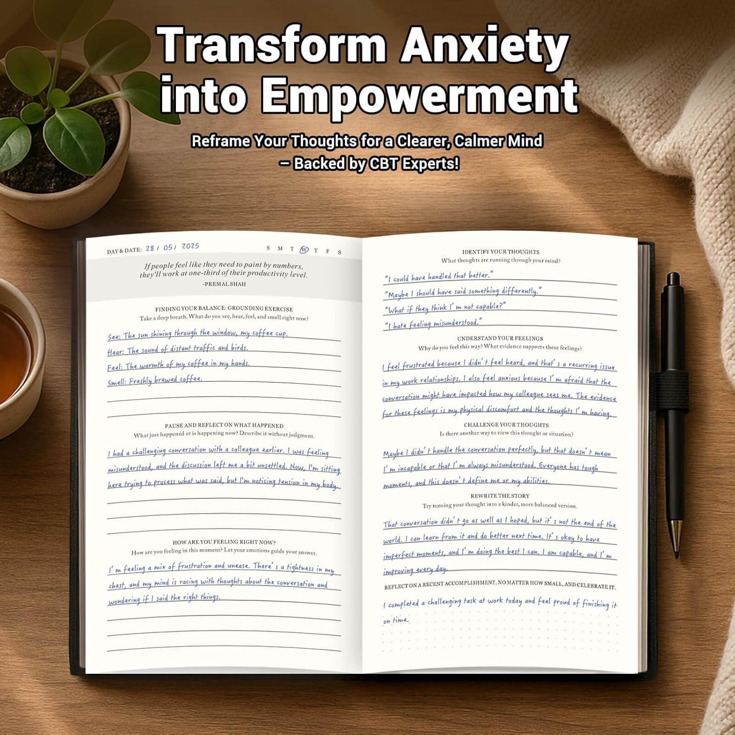 Diario Guiado de Ansiedad KUMEER - TCC y Mindfulness Rosa