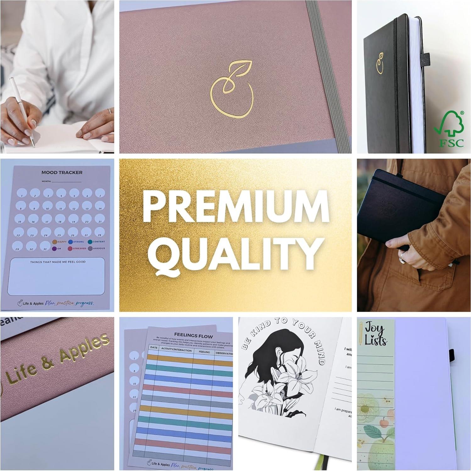 Diario de Salud Mental Life & Apples A5 Oro Rosa - Autocuidado