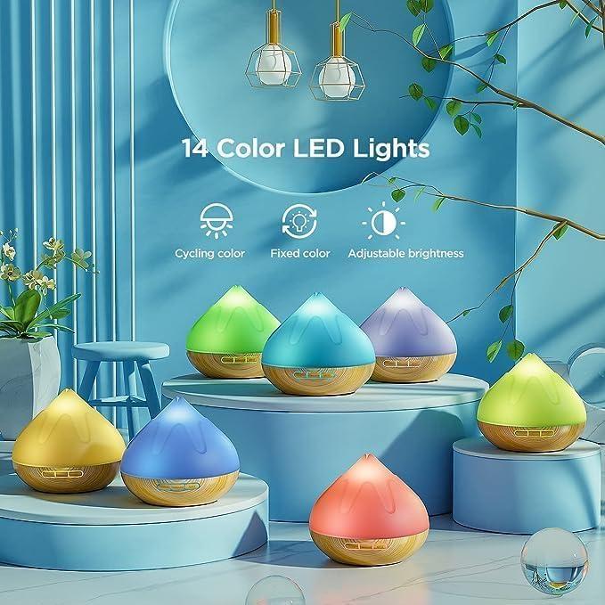 Difusor de Aceite Esencial Dynooper 500ml con Luz LED 14 Colores