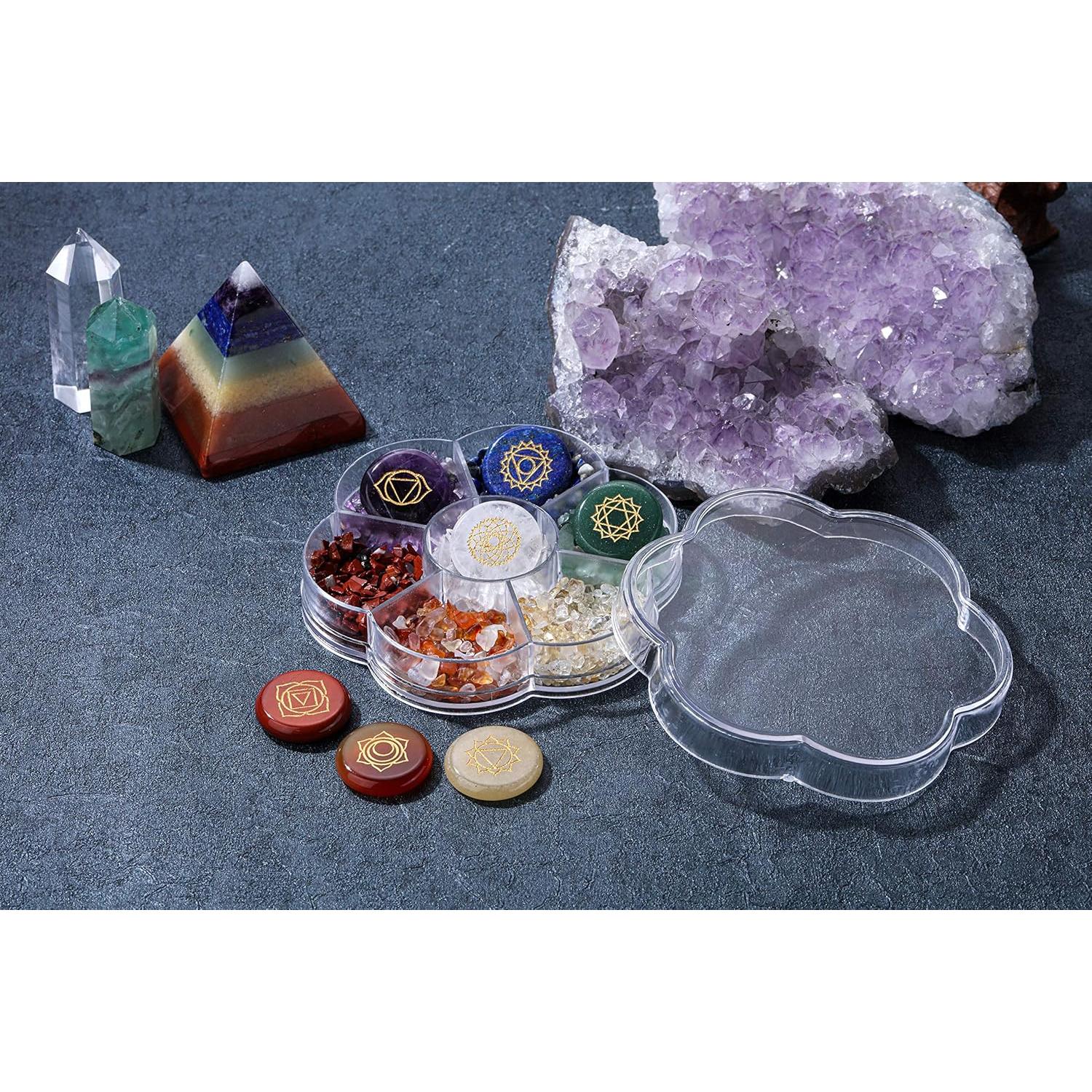 Set de 7 Piedras de Chakra MANIFO con Símbolos Reiki