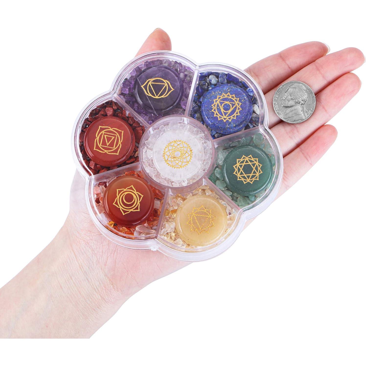 Set de 7 Piedras de Chakra MANIFO con Símbolos Reiki