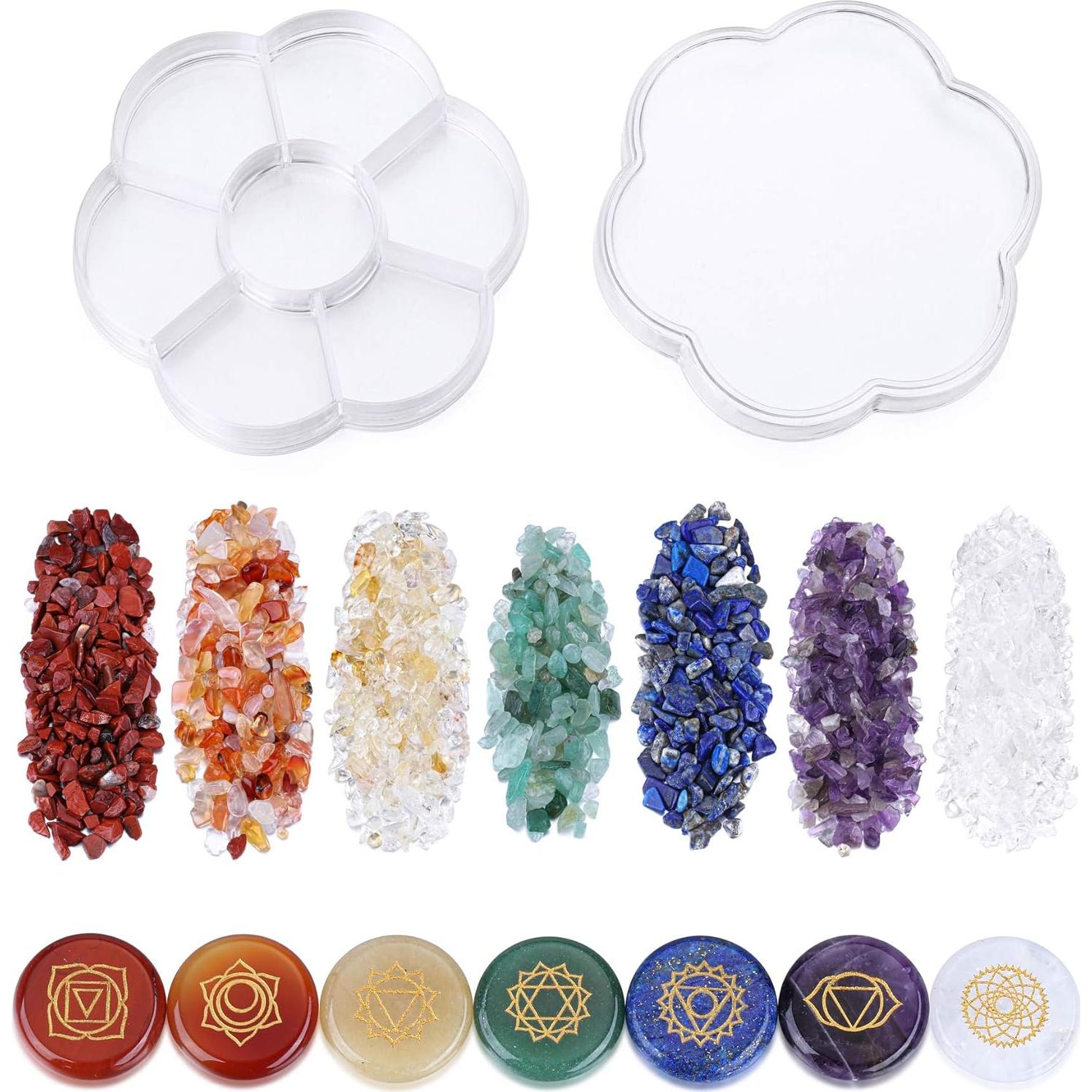 Set de 7 Piedras de Chakra MANIFO con Símbolos Reiki