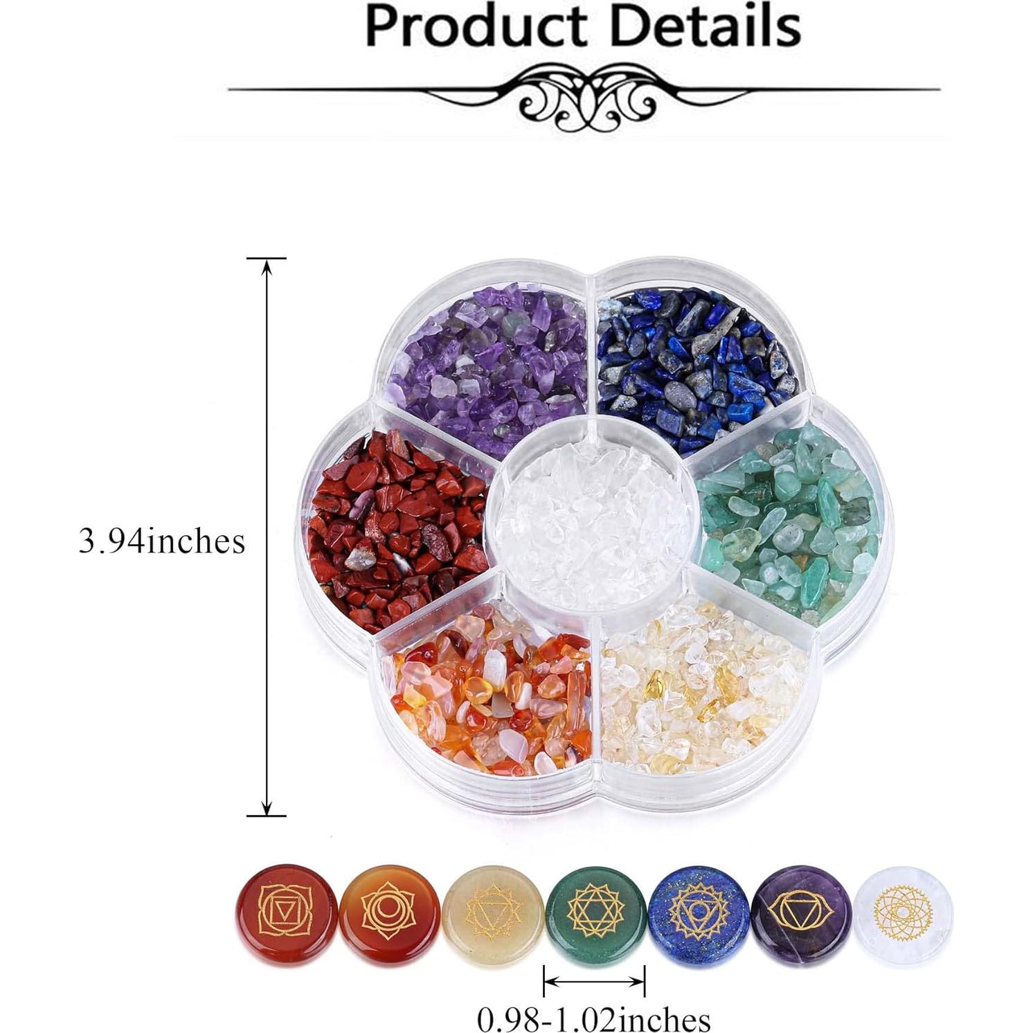 Set de 7 Piedras de Chakra MANIFO con Símbolos Reiki