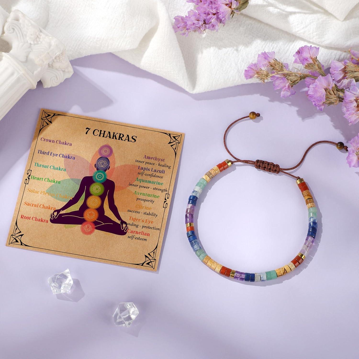 Pulsera de Piedra Natural JoycuFF para Mujeres 7 Chakras