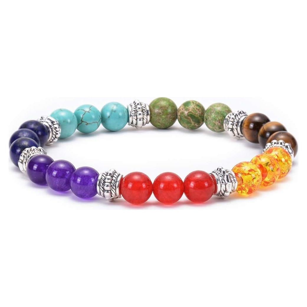 Pulsera de Chakra de Lava Rock GelConnie 7 Chakras 8mm