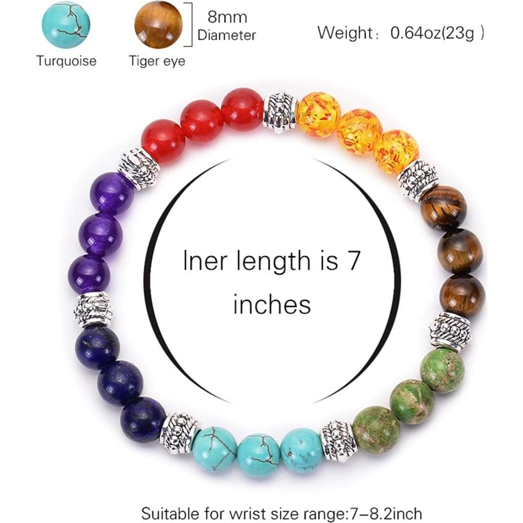 Pulsera de Chakra de Lava Rock GelConnie 7 Chakras 8mm