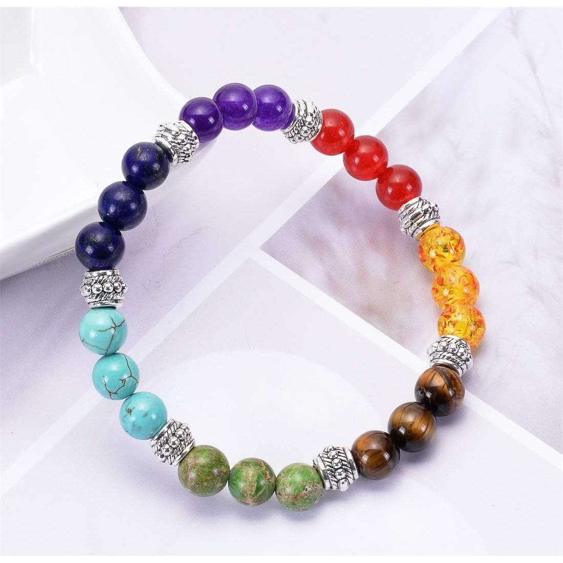 Pulsera de Chakra de Lava Rock GelConnie 7 Chakras 8mm
