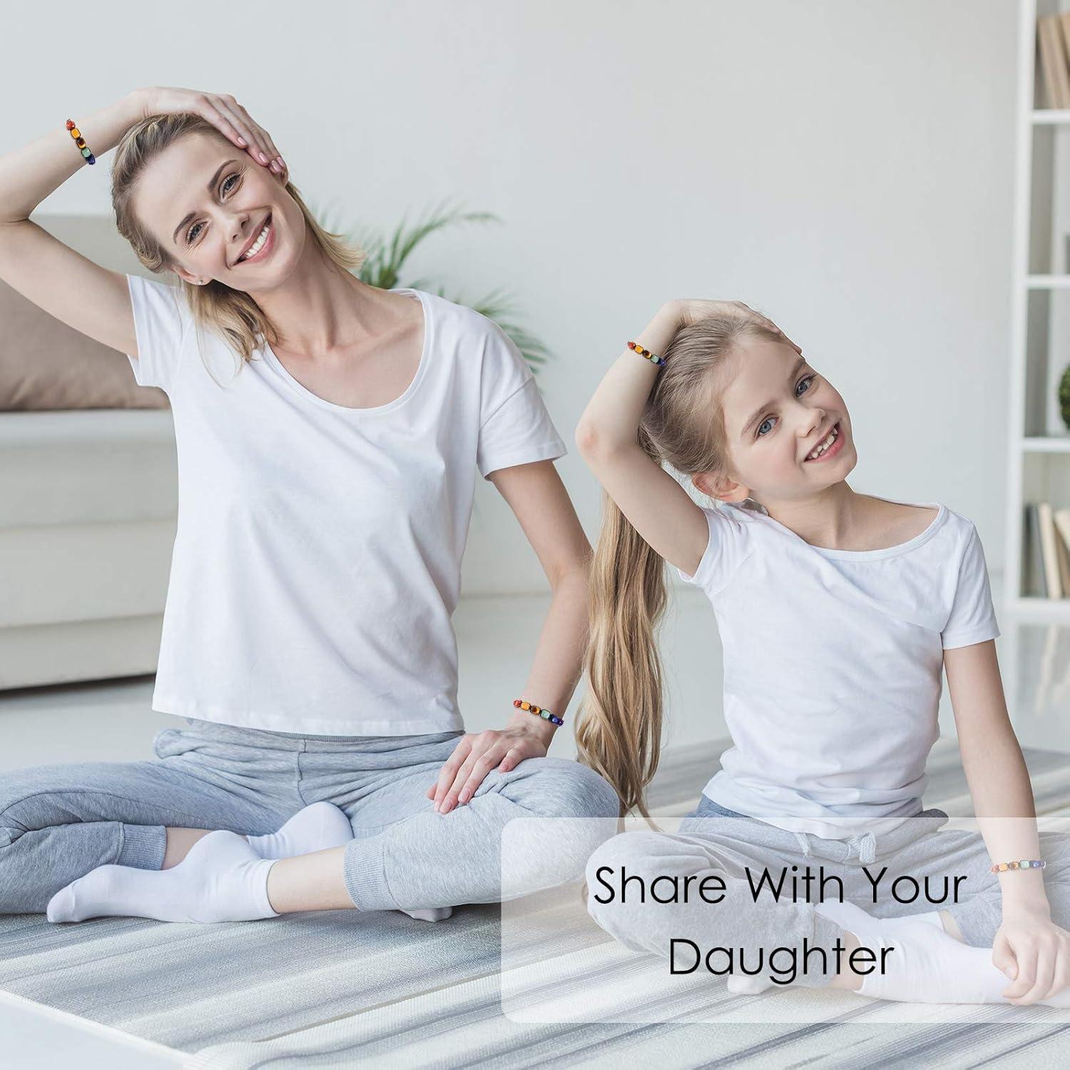 Pulseras de Chakra Hicarer 2 Pcs Cristales Naturales Ajustables