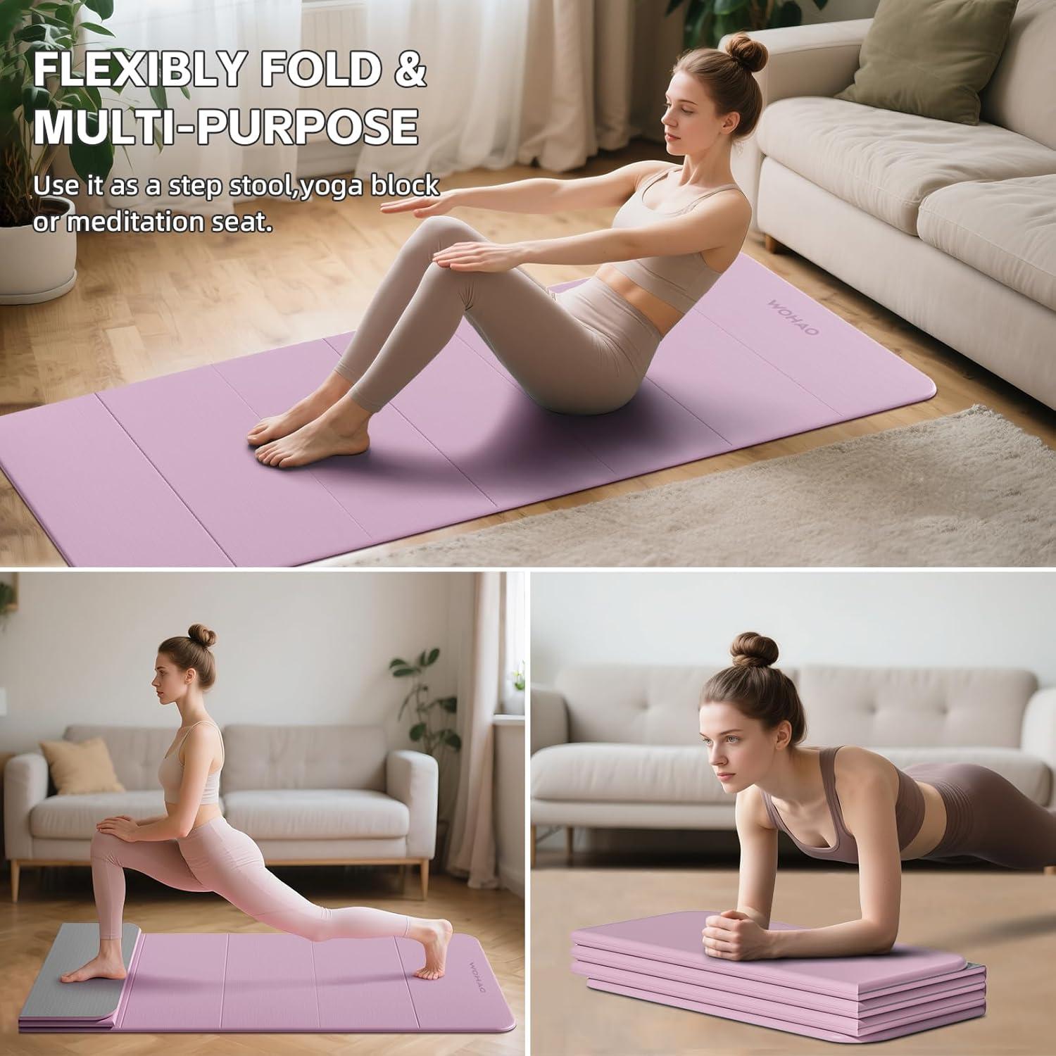 Alfombrilla de Yoga Plegable Wohao 178x61cm 12mm Antideslizante