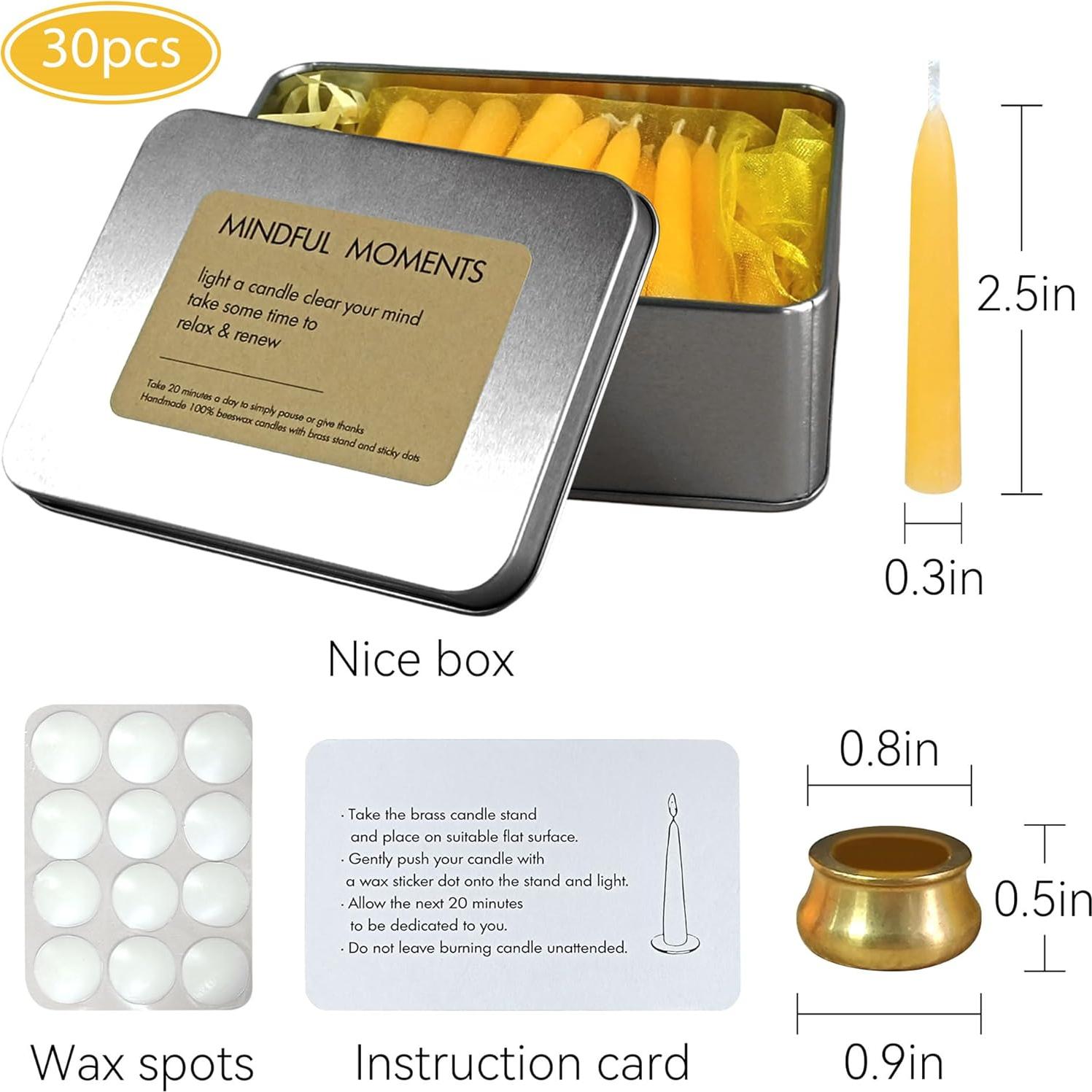 Juego de 30 Mini Velas de Cera de Abeja Gedengni para Meditación