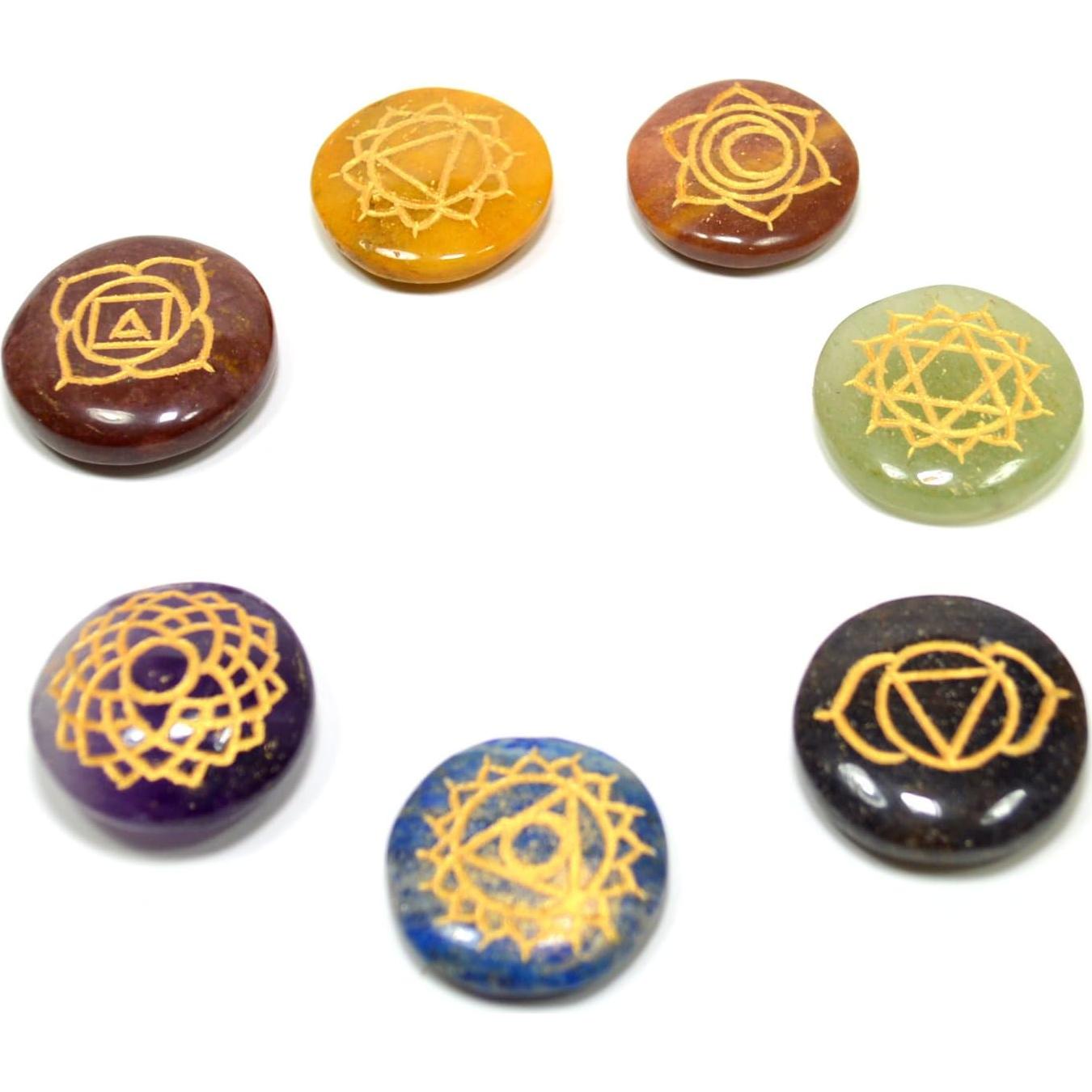 Conjunto de Discos de Cristal Chakra HQRP en Caja de Madera