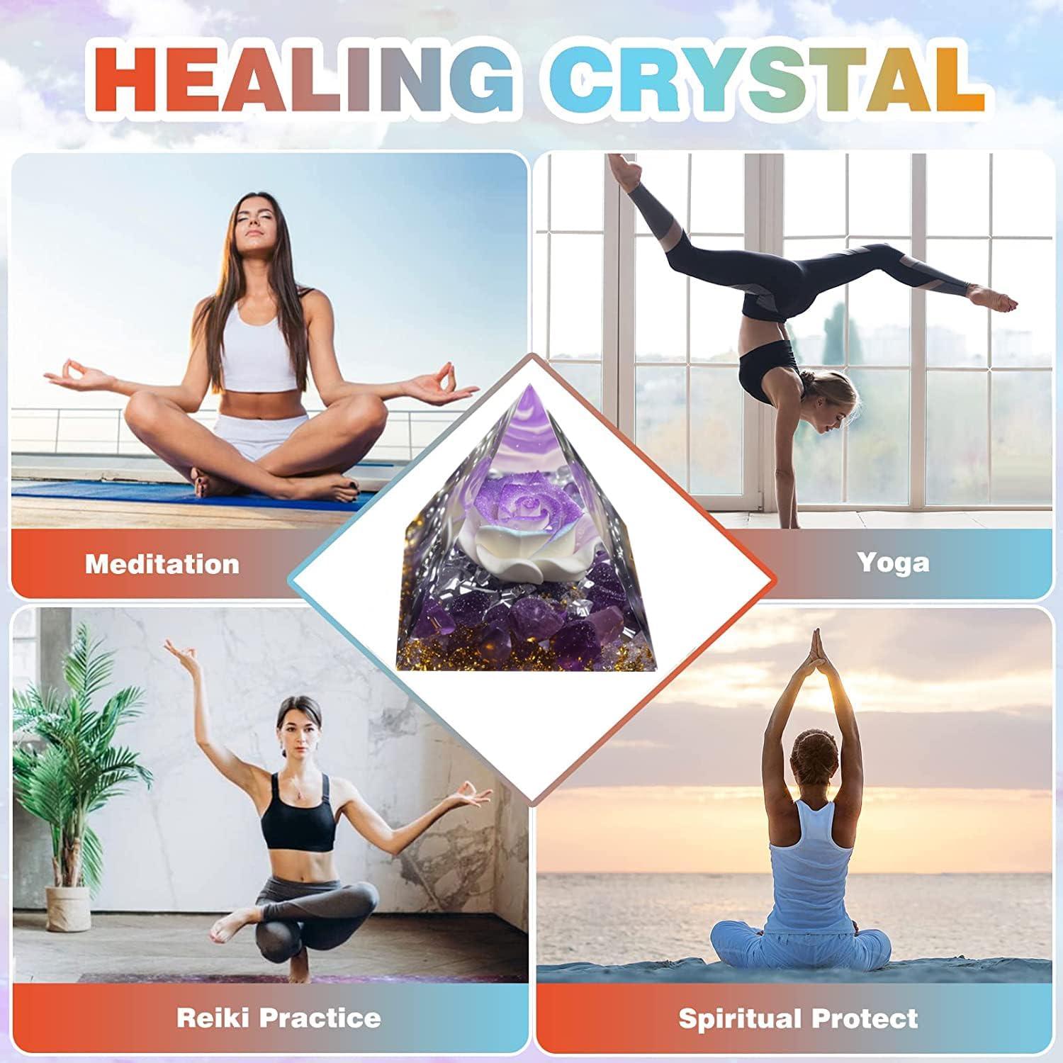 Pirámide de Orgonita EternalOrgone 6cm Amatista Energía Positiva