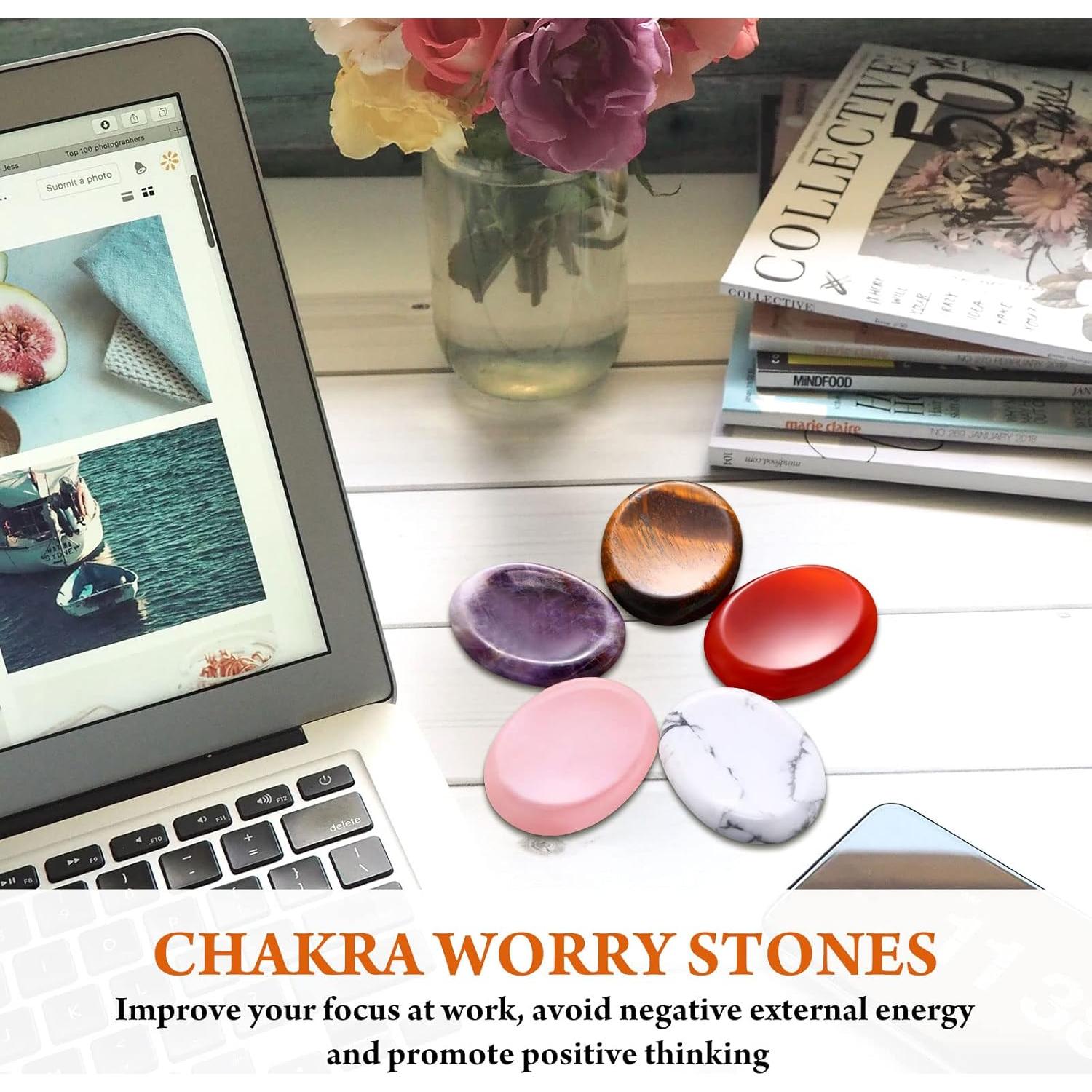 12 Piezas Piedras de Preocupación BBTO para Ansiedad Cristal