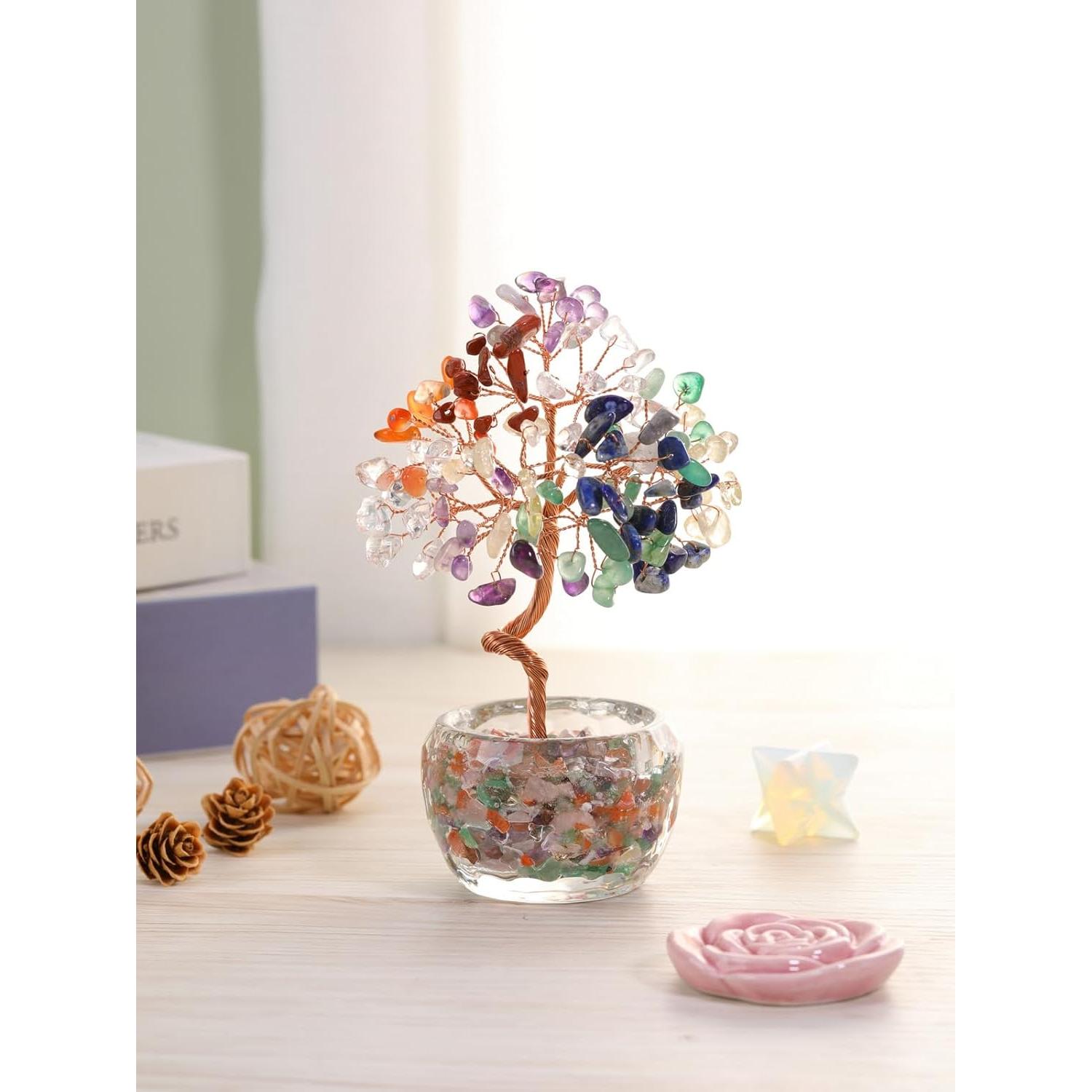 Árbol de Chakra de Cristales PESOENTH 14 cm Decoración Feng Shui