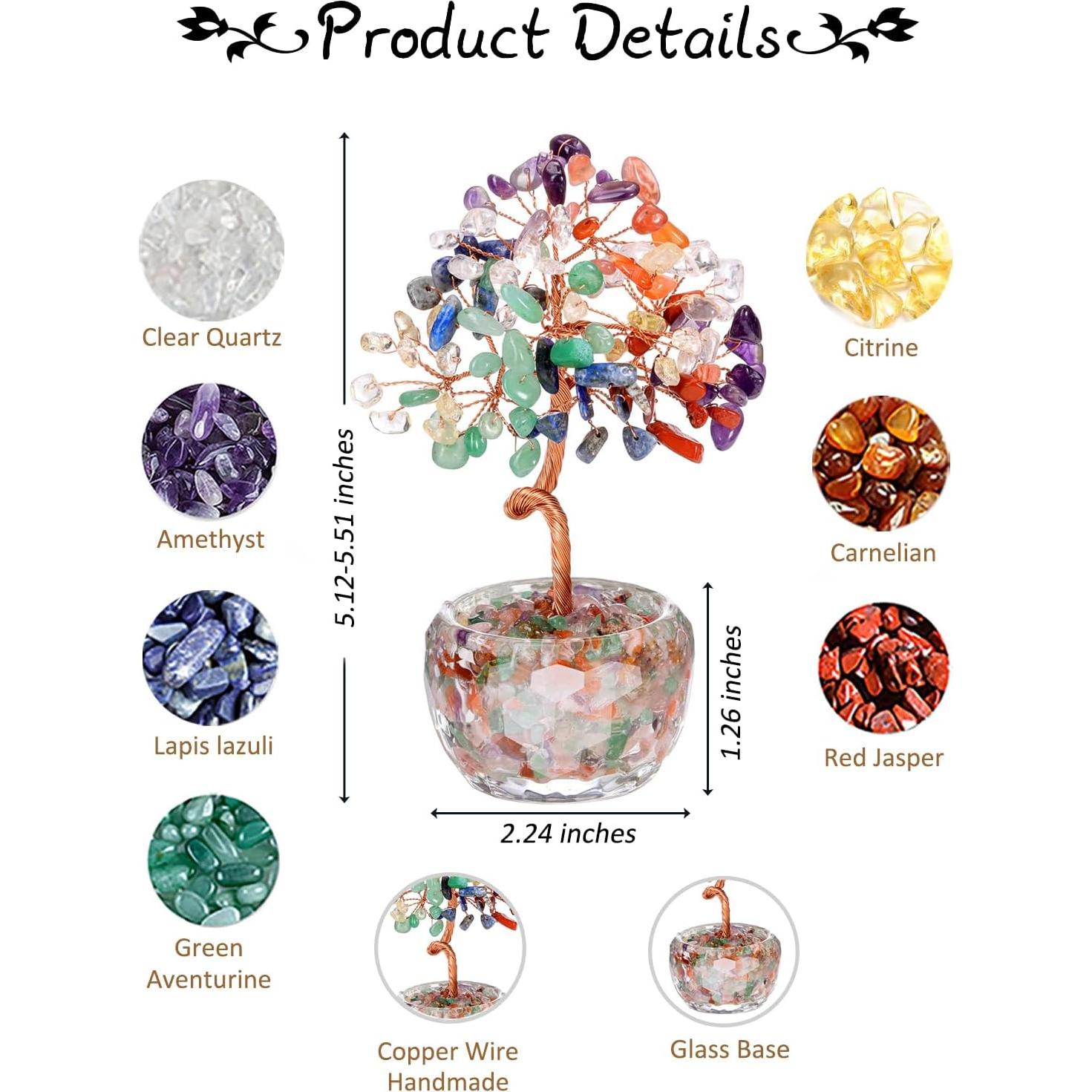 Árbol de Chakra de Cristales PESOENTH 14 cm Decoración Feng Shui