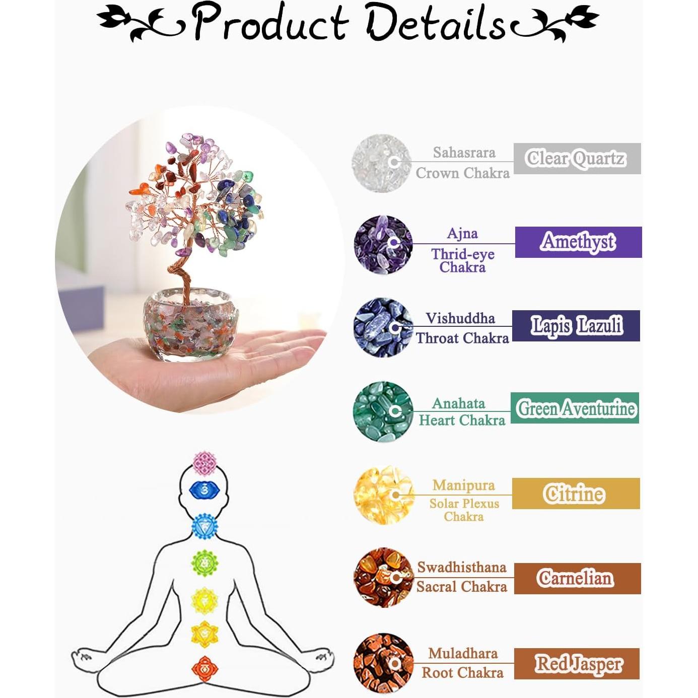 Árbol de Chakra de Cristales PESOENTH 14 cm Decoración Feng Shui