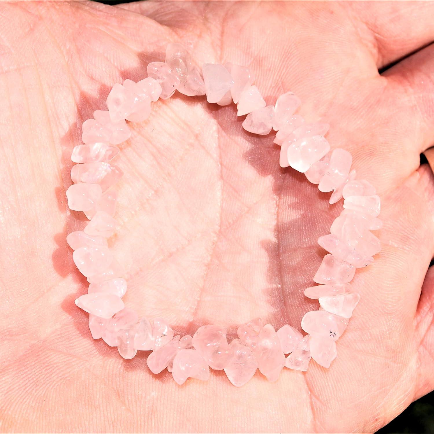 Pulsera de Cuentas de Cristal Natural Zenergy Gems Cuarzo Rosa