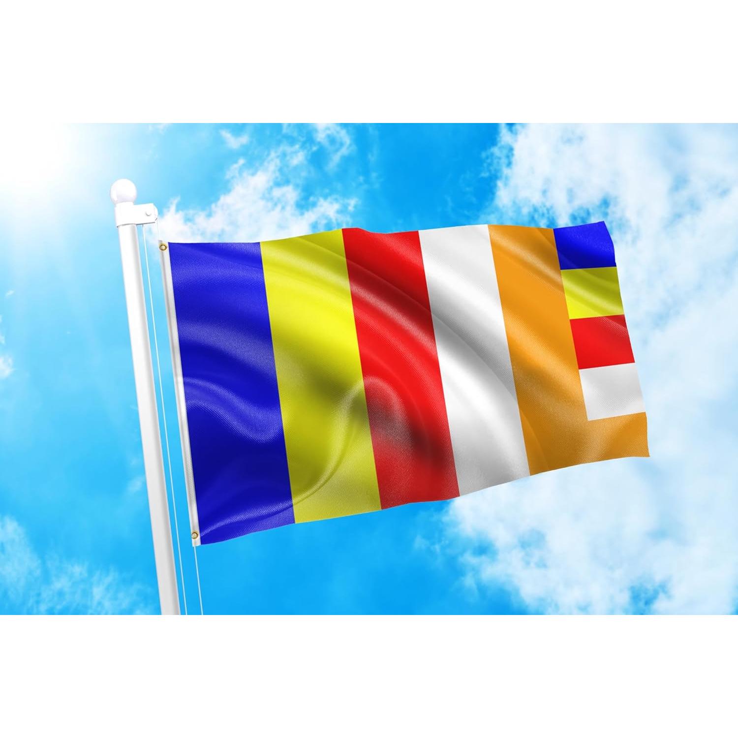 Bandera Budista DMSE 2x3 Pies 100% Poliéster Resistente UV