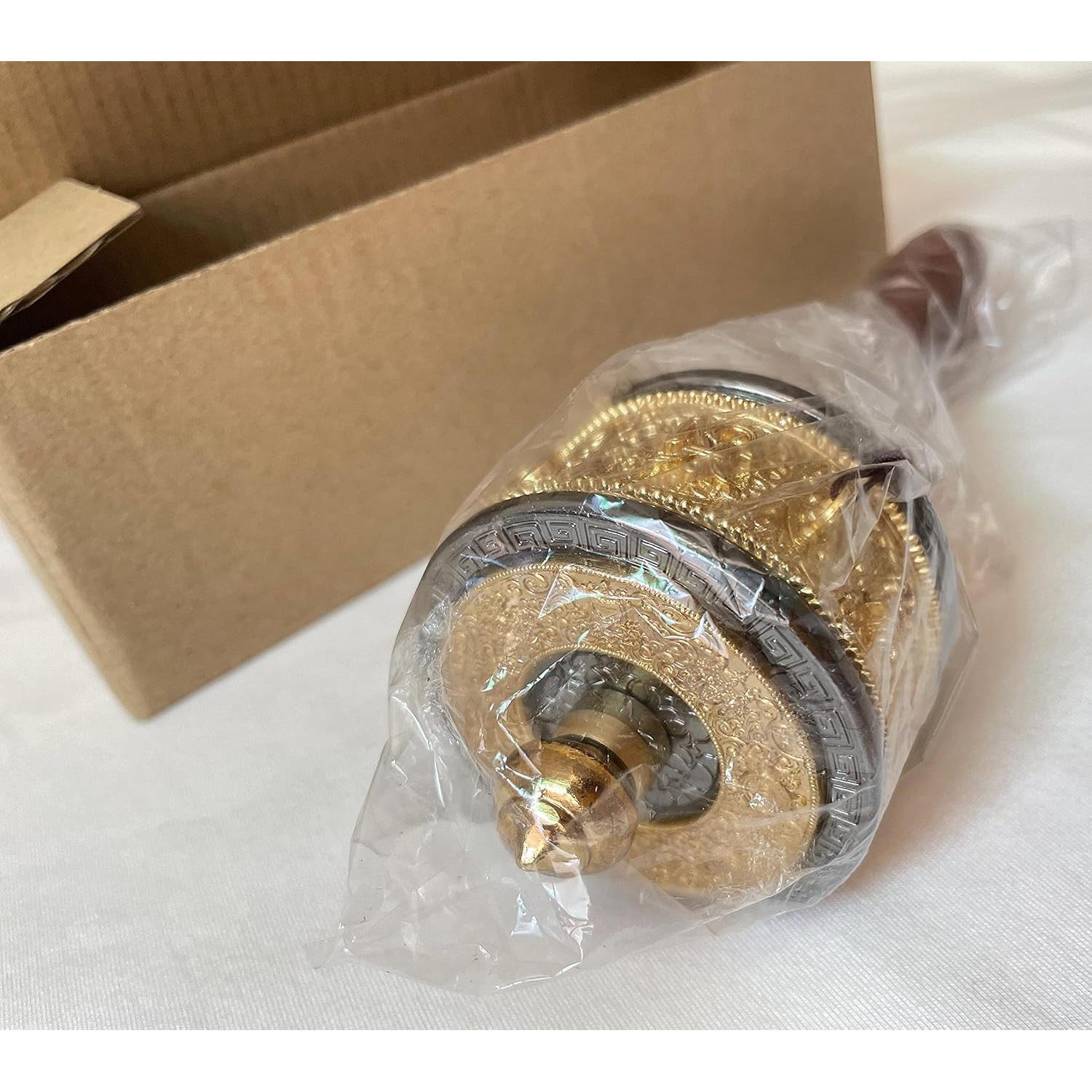 Rueda de Oración de Mano Eggone de Cobre y Madera 17.78 cm