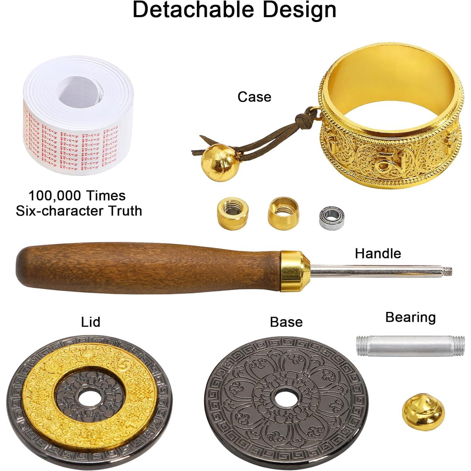 Rueda de Oración de Mano Foraineam con Escrituras Budistas