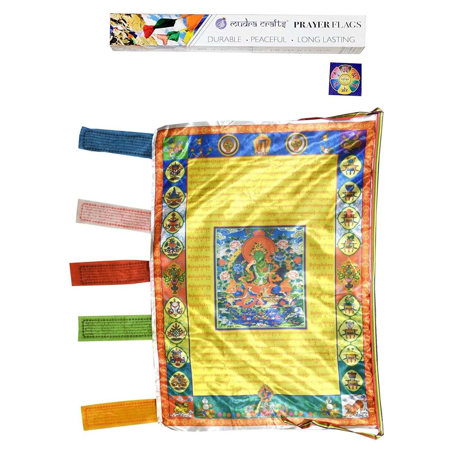 Banderas de Oración Tibetanas Mandala Crafts Tara Verde 94x71cm