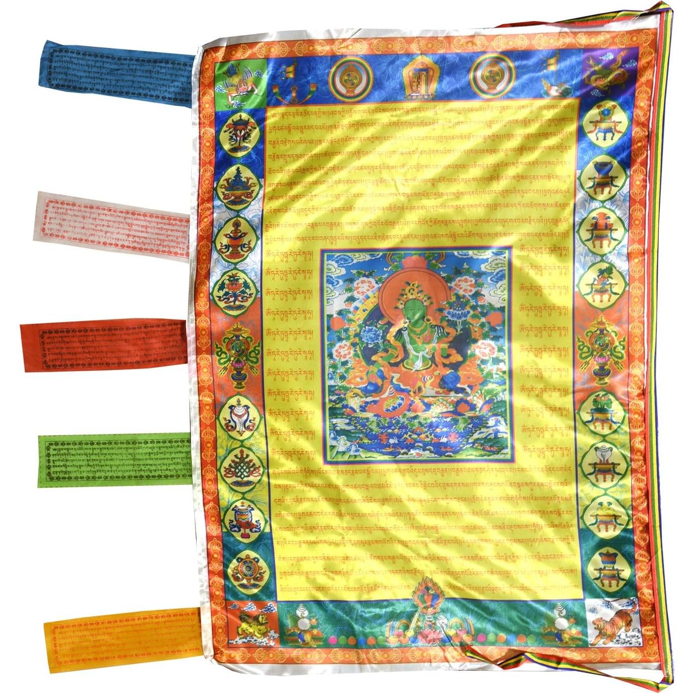 Banderas de Oración Tibetanas Mandala Crafts Tara Verde 94x71cm